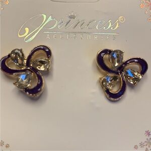 Large Purple and Crystal Stud Earrings